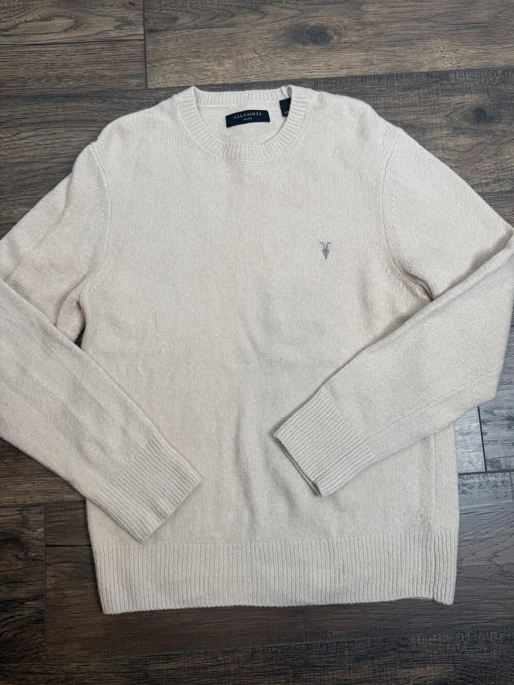 Allsaints Olnar Crew Men’s Knitted Sweater Pullover Cream Size S